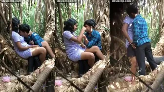Desi young couple fucking jungle secretly record